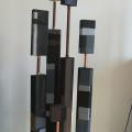 Totem 2 cuivre et peinture sur bois